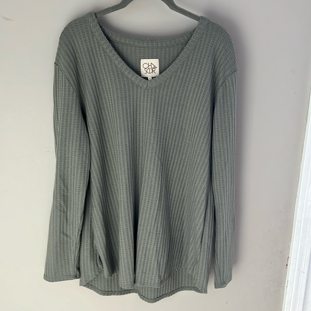 Chaser thermal knit olive green cozy long sleeved women’s xl shirt top